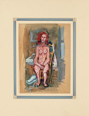 Nude Woman - Original Tempera and Watercolor by Primo Zeglio - 1930s 1930s-ZCI-757466