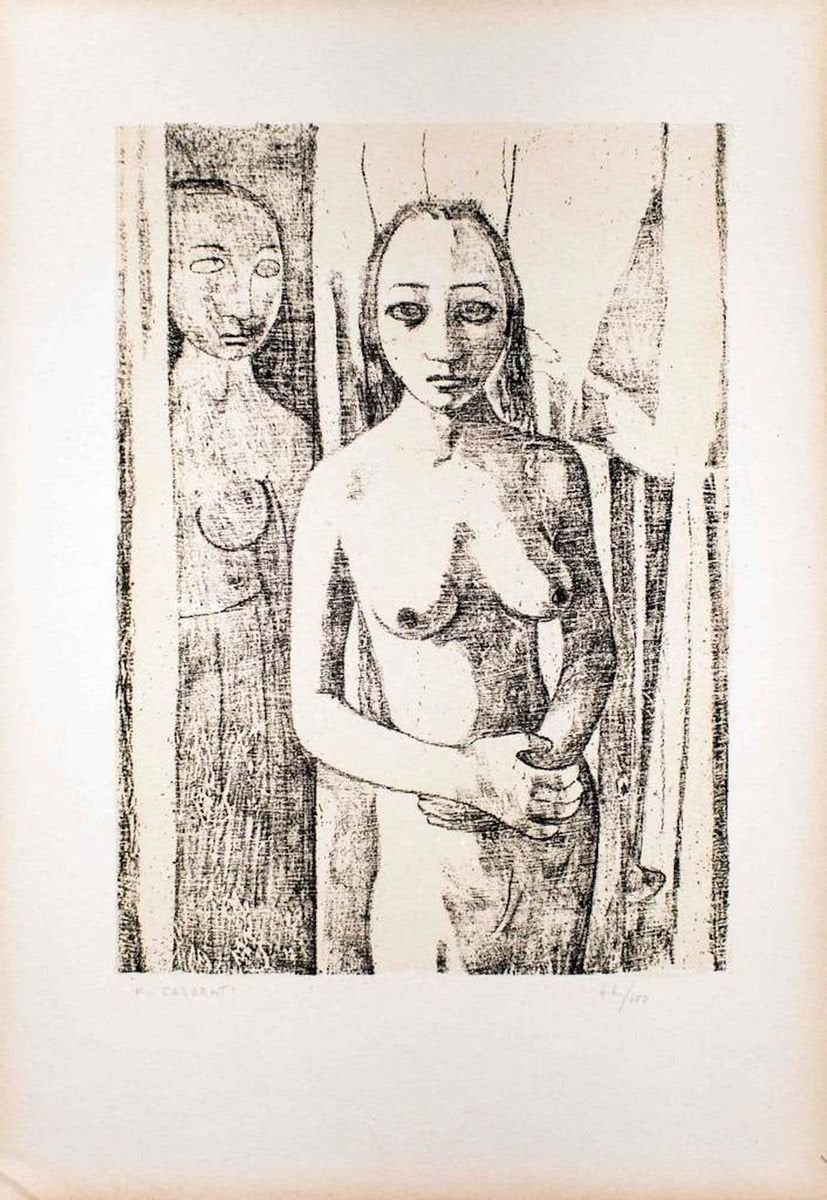 Nudes I - Original Lithograph by Felice Casorati - 1946 1946