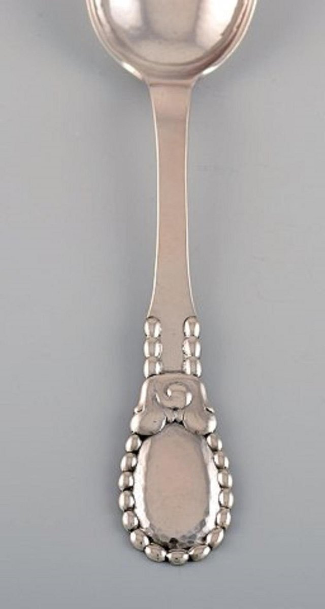 Number 13 Large Tablespoon in Hammered Silver by Evald Nielsen, 1920s