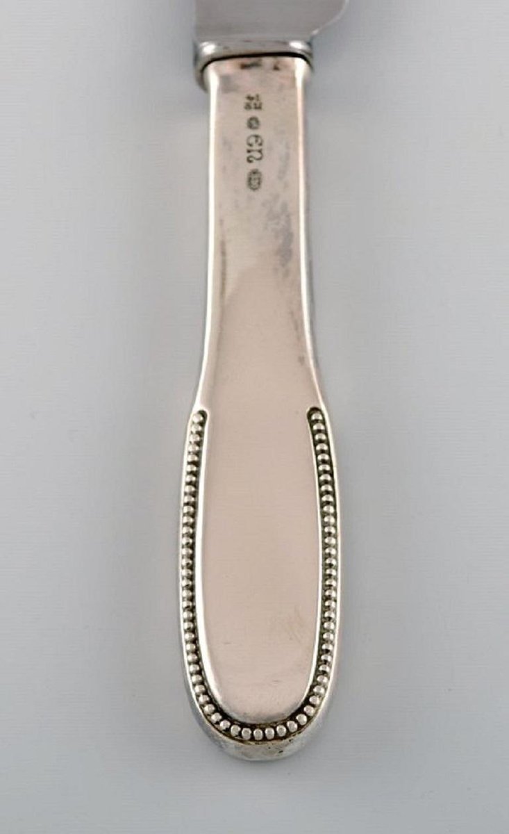 Number 14 Dinner Knife in Hammered Silver & Stainless Steel from Evald Nielsen