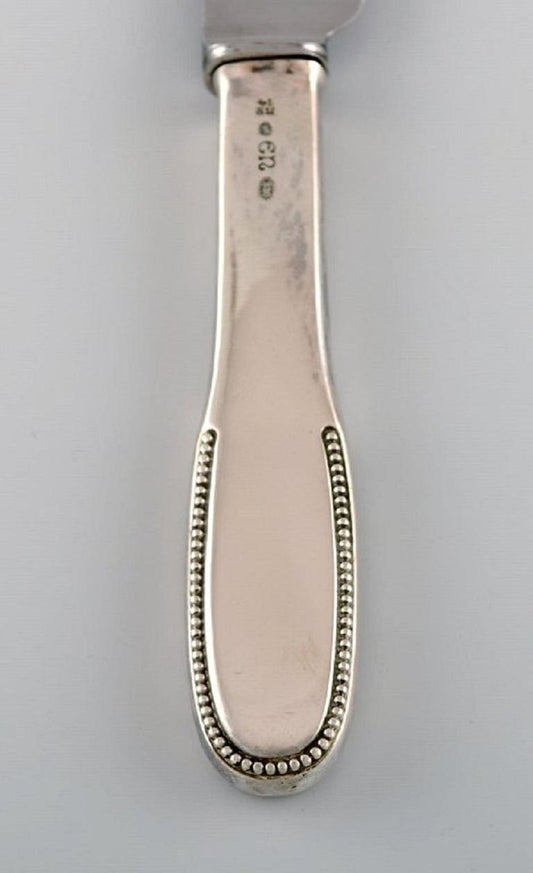 Number 14 Dinner Knife in Hammered Silver & Stainless Steel from Evald Nielsen