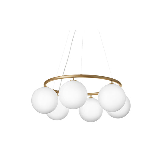 Miira 6 Circular Chandelier by Nuura #Brass/ Opal White