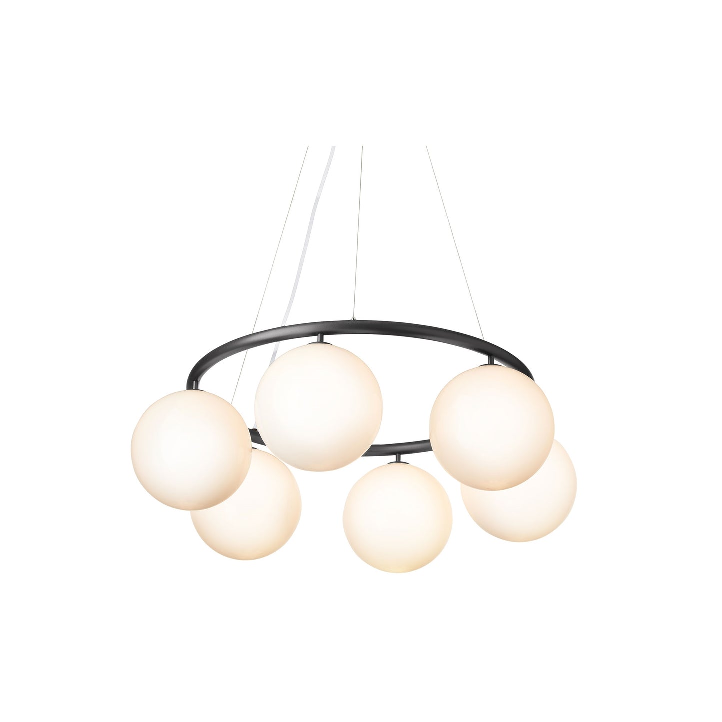 Miira 6 Circular Chandelier by Nuura #Rock Grey/ Opal White