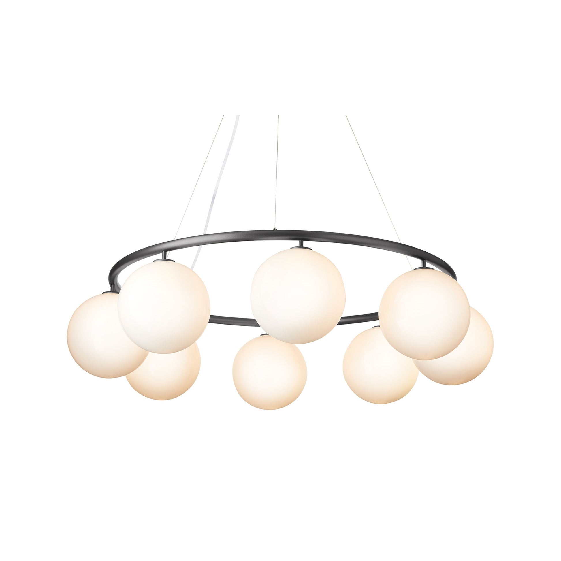 Miira 8 Circular Chandelier by Nuura #Rock Grey/ Opal White