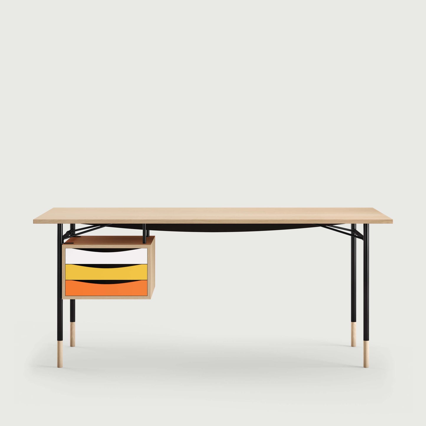 THE NYHAVN DESK W/ TRAY UNIT by House of Finn Juhl #Oak Clear Oil/Black / Warm Colours