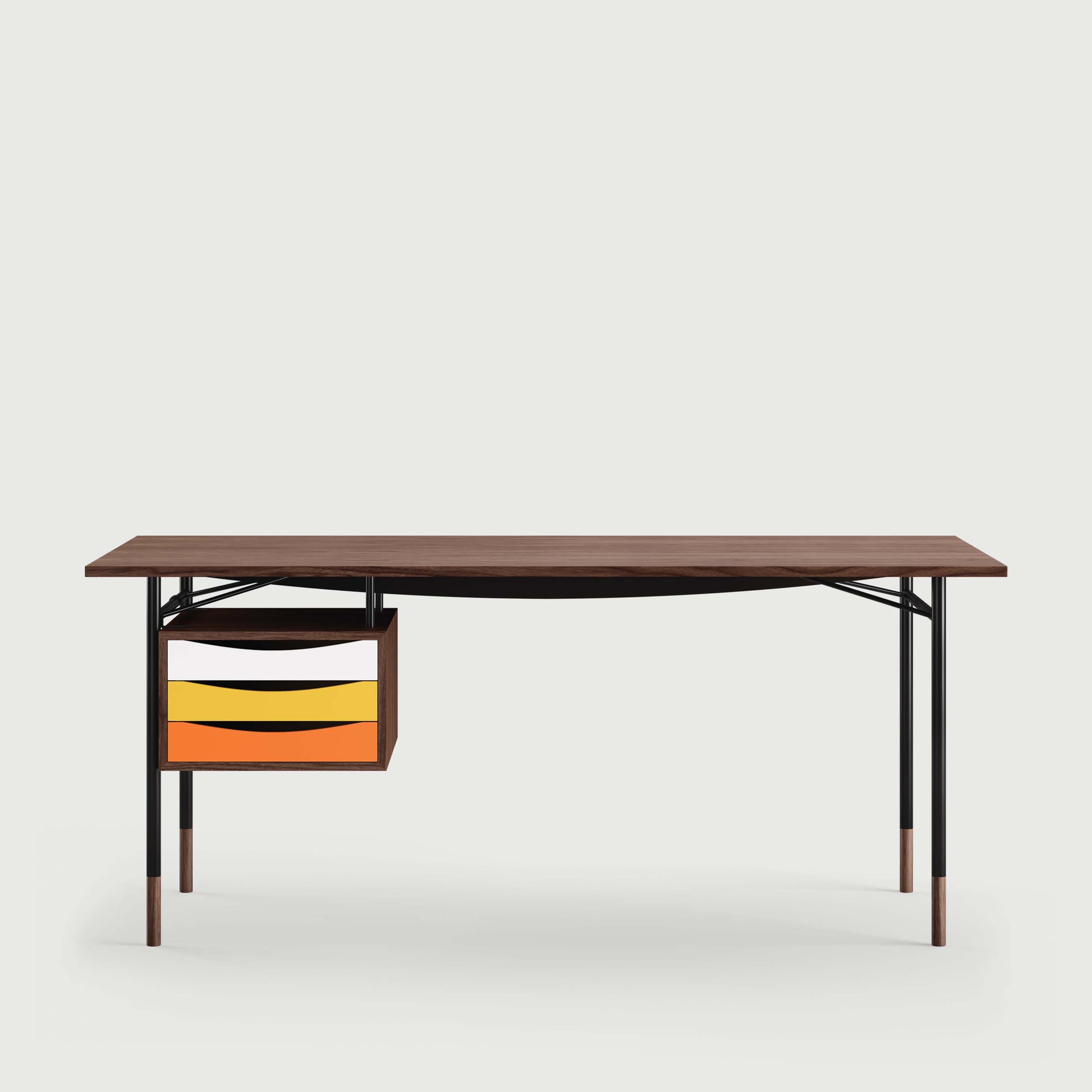 THE NYHAVN DESK W/ TRAY UNIT by House of Finn Juhl #Walnut/Black / Warm Colours