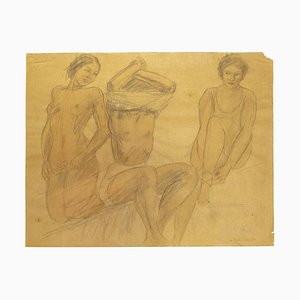 O. Roche, Figures, Pencil and Oil Pastel on Paper, 1938-ZCI-827790