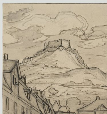 O. Wagner, Blankenburg With the Ruins of Greifenstein Castle, 1830, Pencil on Paper-OJR-1273285