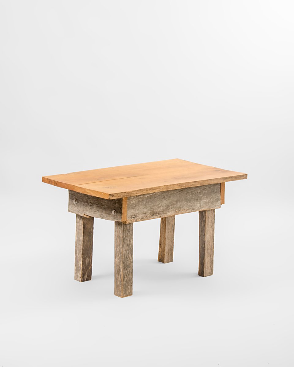 Oak and Acacia Side Table by Agustín Bastón Soage