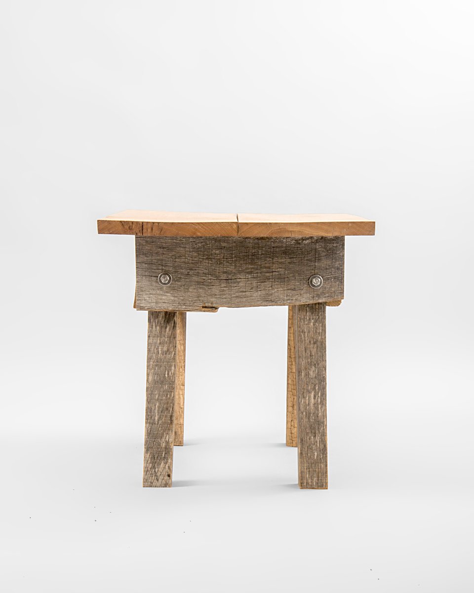 Oak and Acacia Side Table by Agustín Bastón Soage