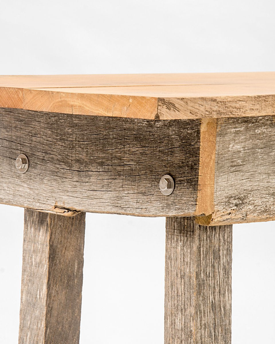 Oak and Acacia Side Table by Agustín Bastón Soage