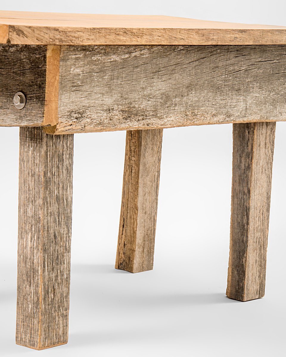 Oak and Acacia Side Table by Agustín Bastón Soage