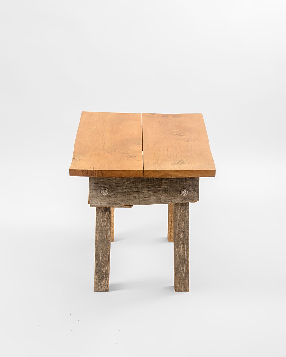 Oak and Acacia Side Table by Agustín Bastón Soage