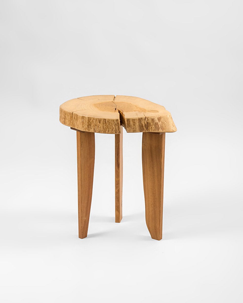 Oak and Acacia Stool by Agustín Bastón Soage