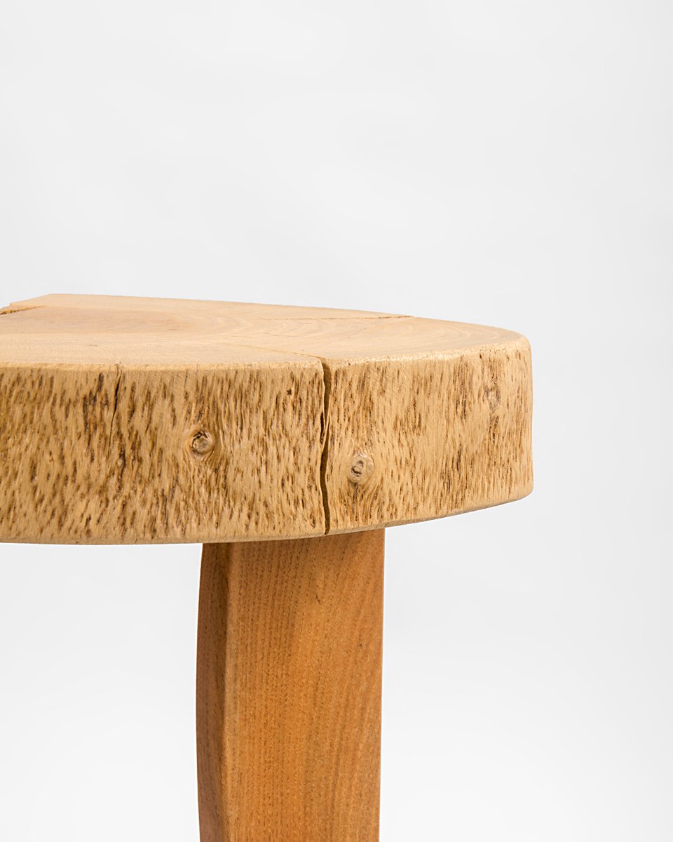 Oak and Acacia Stool by Agustín Bastón Soage