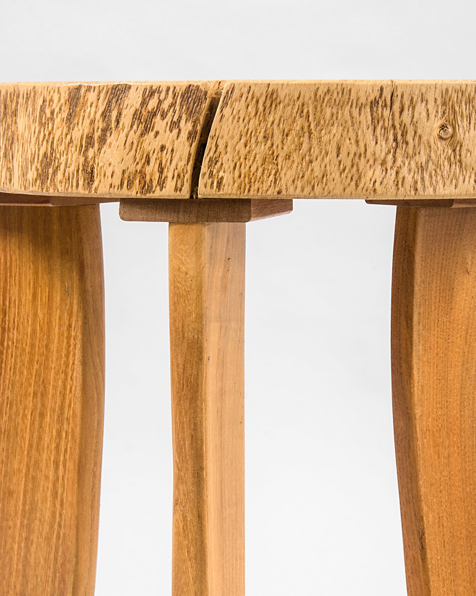 Oak and Acacia Stool by Agustín Bastón Soage