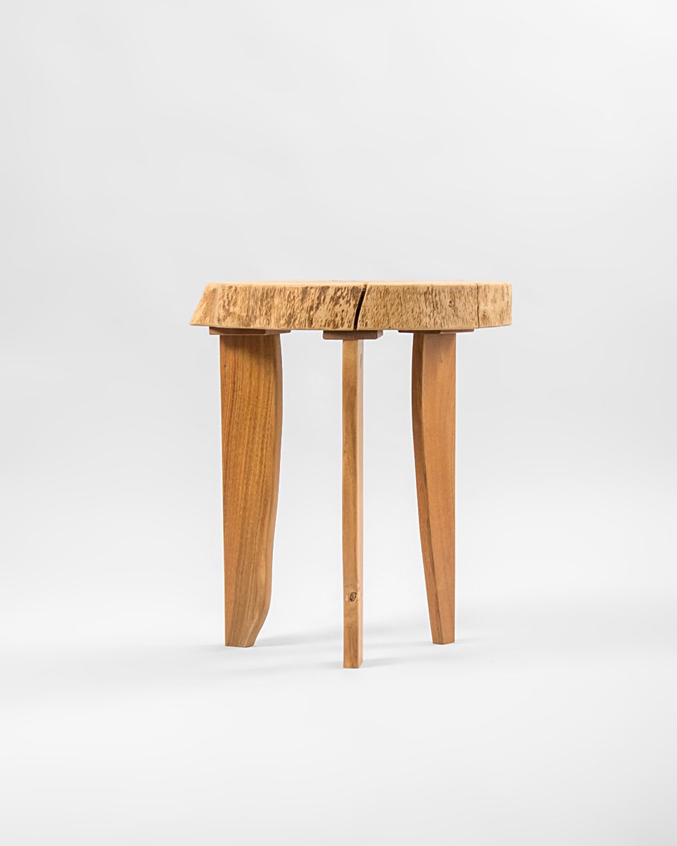 Oak and Acacia Stool by Agustín Bastón Soage