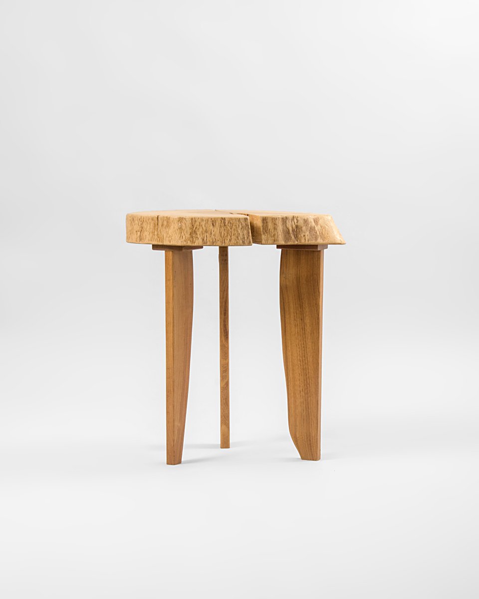 Oak and Acacia Stool by Agustín Bastón Soage