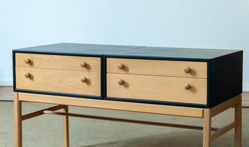 Oak and Black Lacquered Hall Sideboard by Casino by Tingströms, 1960s