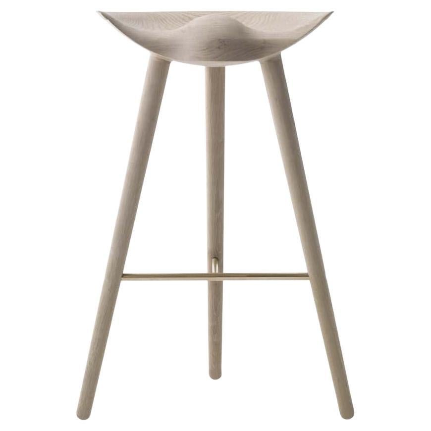 Oak and Brass Bar Stool by Lassen