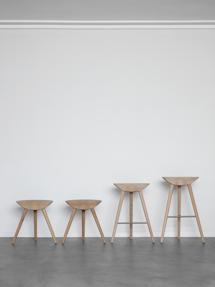 Oak and Brass Bar Stool by Lassen