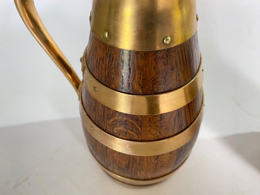 Oak and Brass Barrel Form Pitchers from Gerard Lafitte, France, 1933, Set of 3-UR-1720205