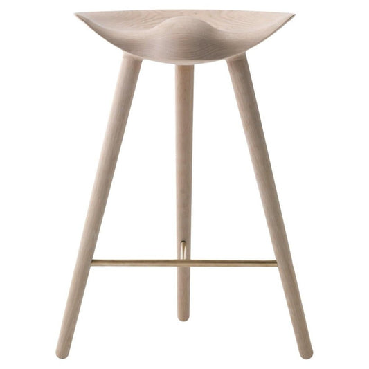 Oak and Brass Counter Stool by Lassen