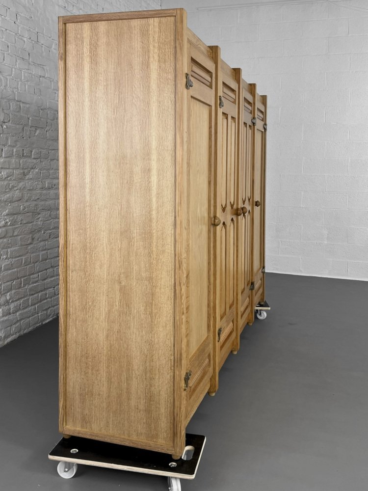 Oak and Brass Wardrobe by William and Chambron for Votre Maison, 1950s