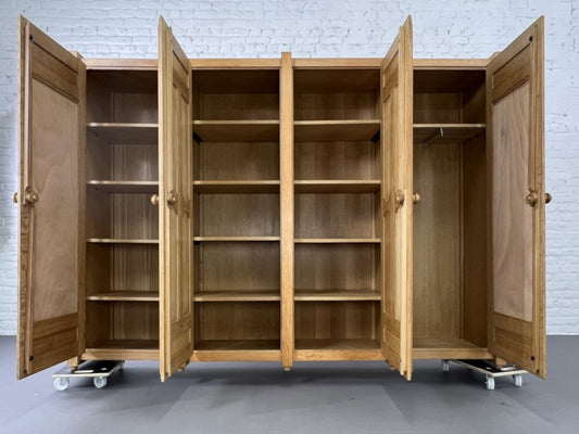 Oak and Brass Wardrobe by William and Chambron for Votre Maison, 1950s