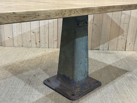 Oak and Cast Iron Base Worktable-QYF-1447788