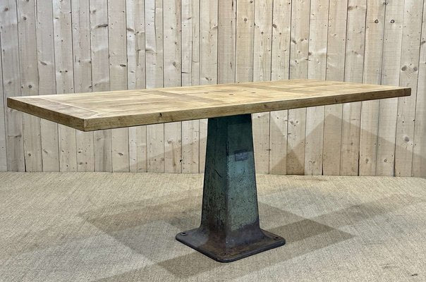 Oak and Cast Iron Base Worktable-QYF-1447788