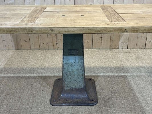 Oak and Cast Iron Base Worktable-QYF-1447788