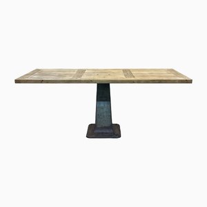 Oak and Cast Iron Base Worktable-QYF-1447788