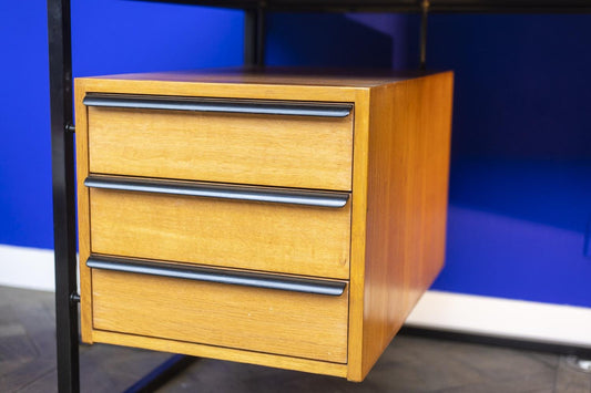 Oak and Lacquered Metal Desk, 1970s