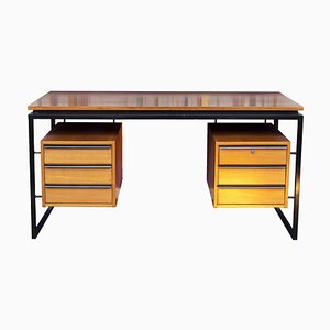 Oak and Lacquered Metal Desk, 1970s-CEJ-1305521