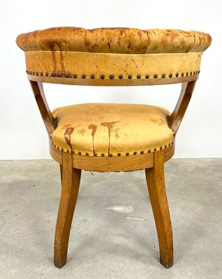 Oak and Leather Armchair, Sweden, 1900s-QFU-914363