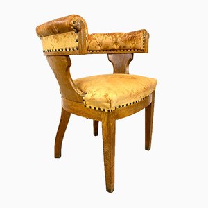 Oak and Leather Armchair, Sweden, 1900s-QFU-914363