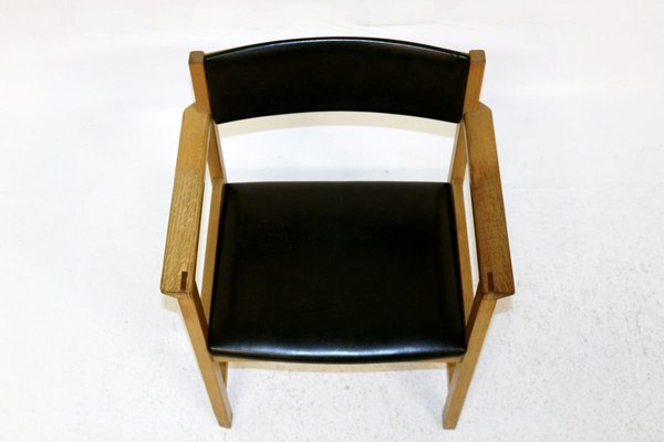 Oak and Leather Desk Chair, 1960s-GEK-803257