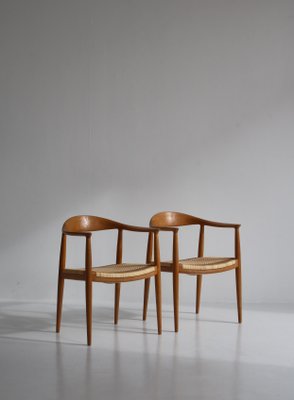 Oak and Rattan Armchair JH-501 by Hans J. Wegner, Set of 2-WRF-1287314