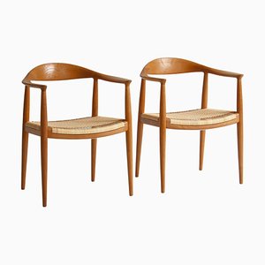 Oak and Rattan Armchair JH-501 by Hans J. Wegner, Set of 2-WRF-1287314