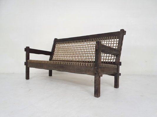 Oak and Rope Sofa, the Netherlands, 1960s-ZO-1407685