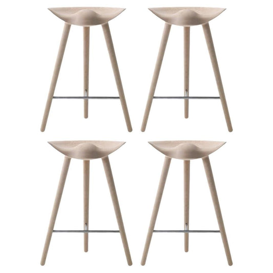 Oak and Stainless Steel Counter Stools by Lassen, Set of 4