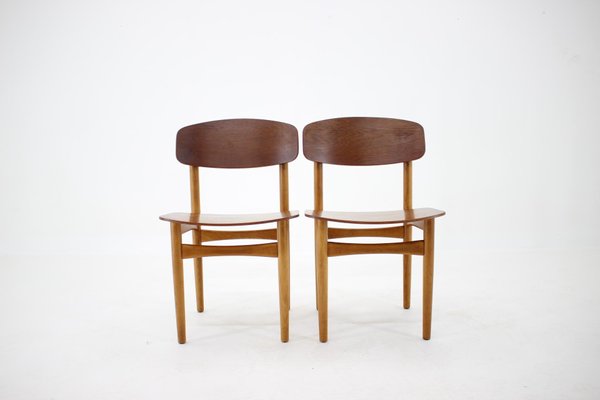 Oak and Teak Model 122 Dining Chairs by Børge Mogensen for Søborg Møbelfabric, 1960s, Set of 6-TZ-955580