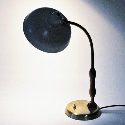 Oak and White Metal Table Lamp, Sweden, 1950s-HEU-920538