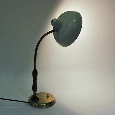 Oak and White Metal Table Lamp, Sweden, 1950s-HEU-920538