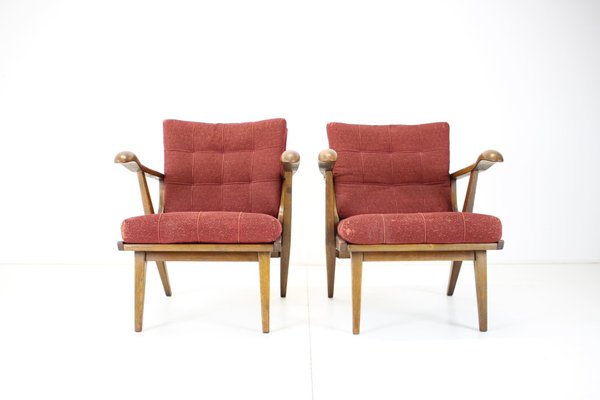 Oak Armchairs, Czechoslovakia, 1960s, Set of 2-TZ-1141909