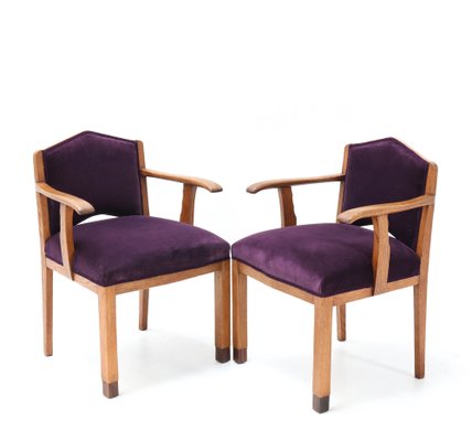 Oak Art Deco Armchairs from FA Drilling Amsterdam, 1920s, Set of 2-MY-956510