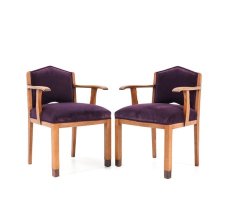 Oak Art Deco Armchairs from FA Drilling Amsterdam, 1920s, Set of 2-MY-956510