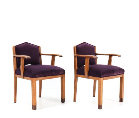 Oak Art Deco Armchairs from FA Drilling Amsterdam, 1920s, Set of 2-MY-956510