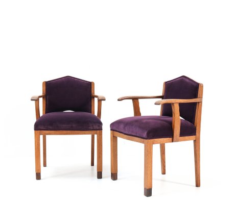 Oak Art Deco Armchairs from FA Drilling Amsterdam, 1920s, Set of 2-MY-956510